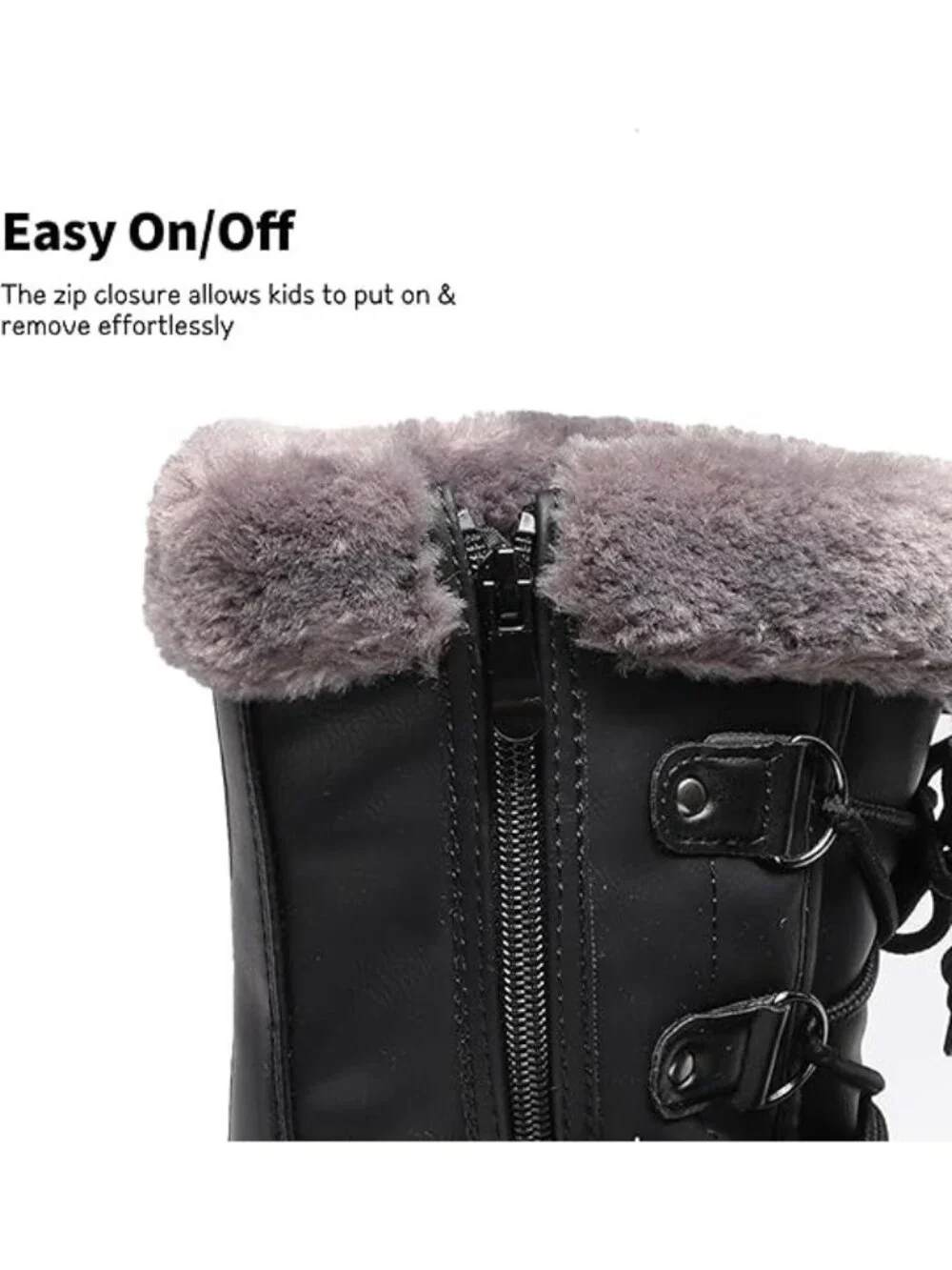 Dream Pairs Kids Toddler Size 10 Boots Winter Snow Faux Leather Fur Zip Lace-Up